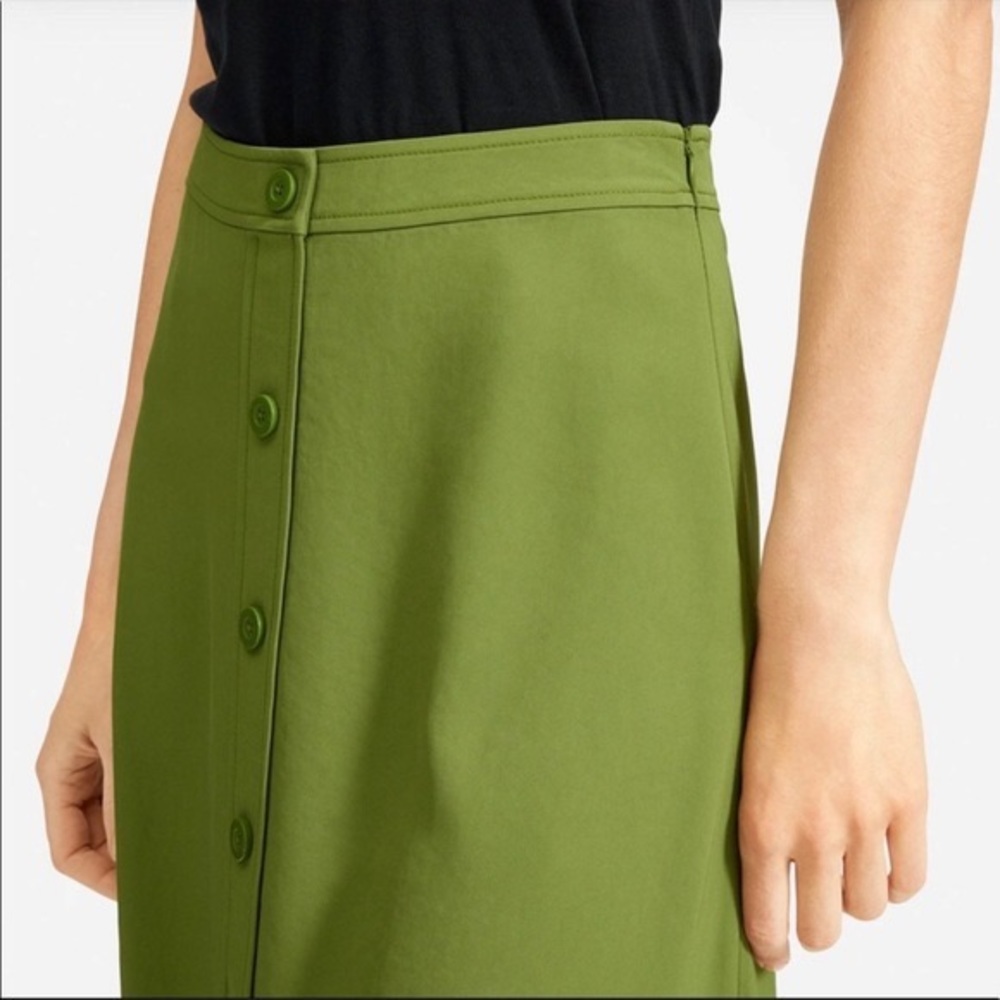 NWOT Everlane GoWeave Midi Green Button Swing Skirt Size 6
